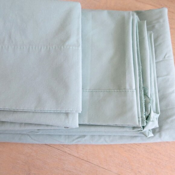 Vintage Springmaid Twin Sheet Set 3pc Mint Green Percale No Iron USA Made - Picture 3 of 9